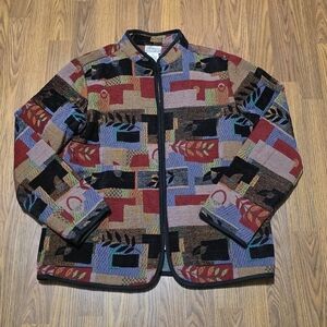 Vintage Tradition Country Patchwork Tapestry Jacket Chenille Women's 16 D88